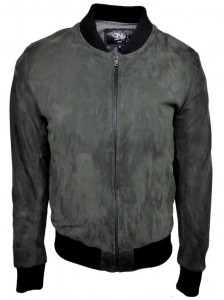DKS - blouson en daim vert de gris, made in France
