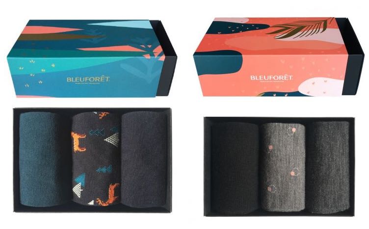 Bleu Forêt, chaussettes homme et femme fabriquée en France