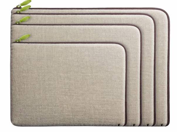 Housse ordinateur et tablette LaCie, fabriquées en France par Biolap.