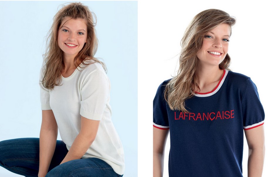 Pulls manches courtes La Française, fabriqués en France, en Normandie.