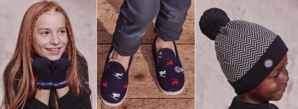 Gants, pantoufles et bonnet enfant made in France, par Le Slip français.